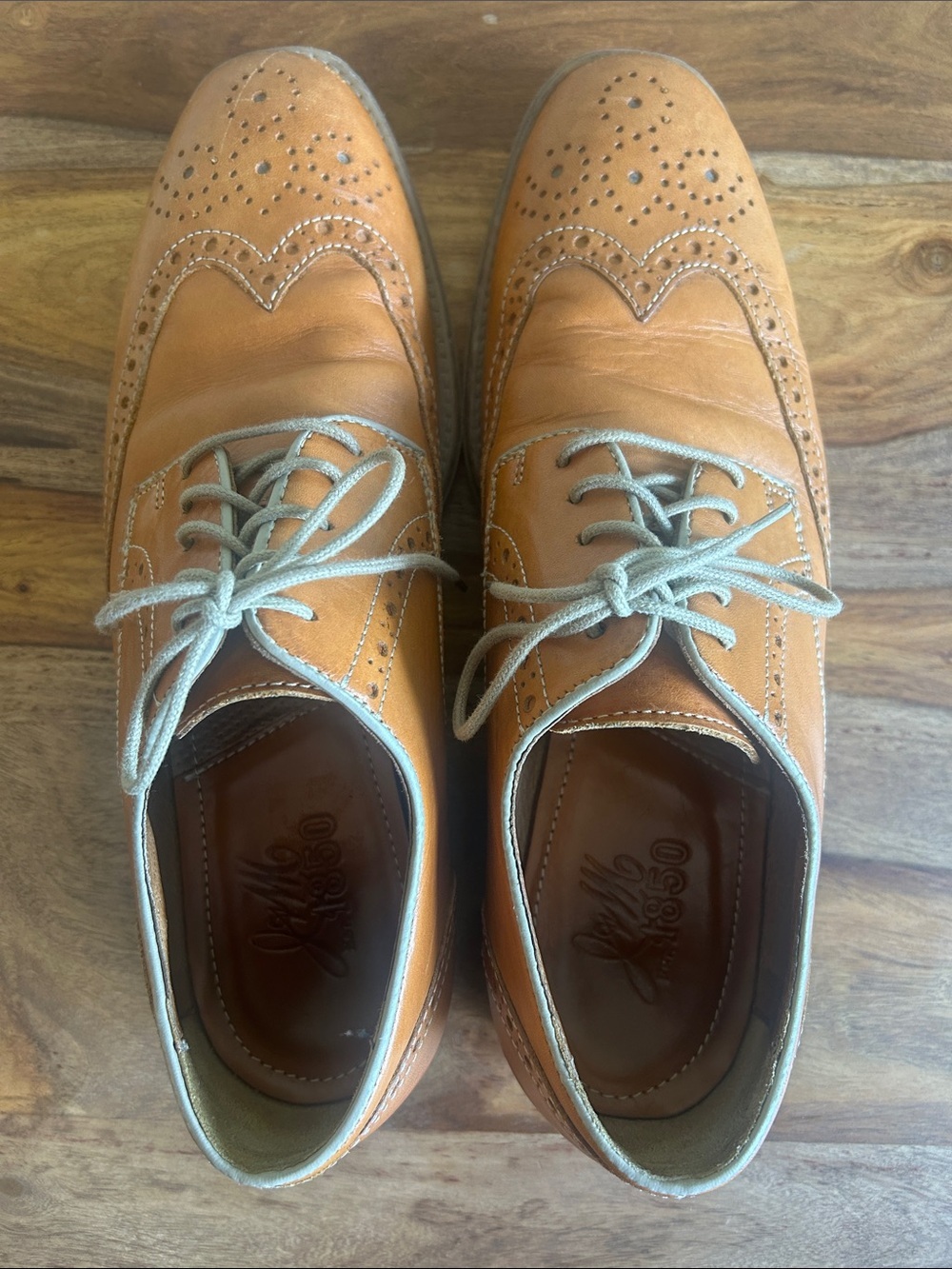Johnston & Murphy Est. 1850 Wingtip Oxford Dress Shoes Men’s 8.5M Tan Leather Br